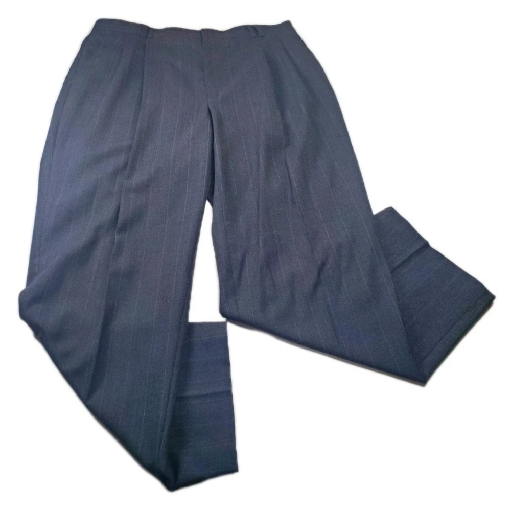 Vntg Executive Collection Dress Pants Mens 36x30 Athletic Fit  Dark Gray Striped
